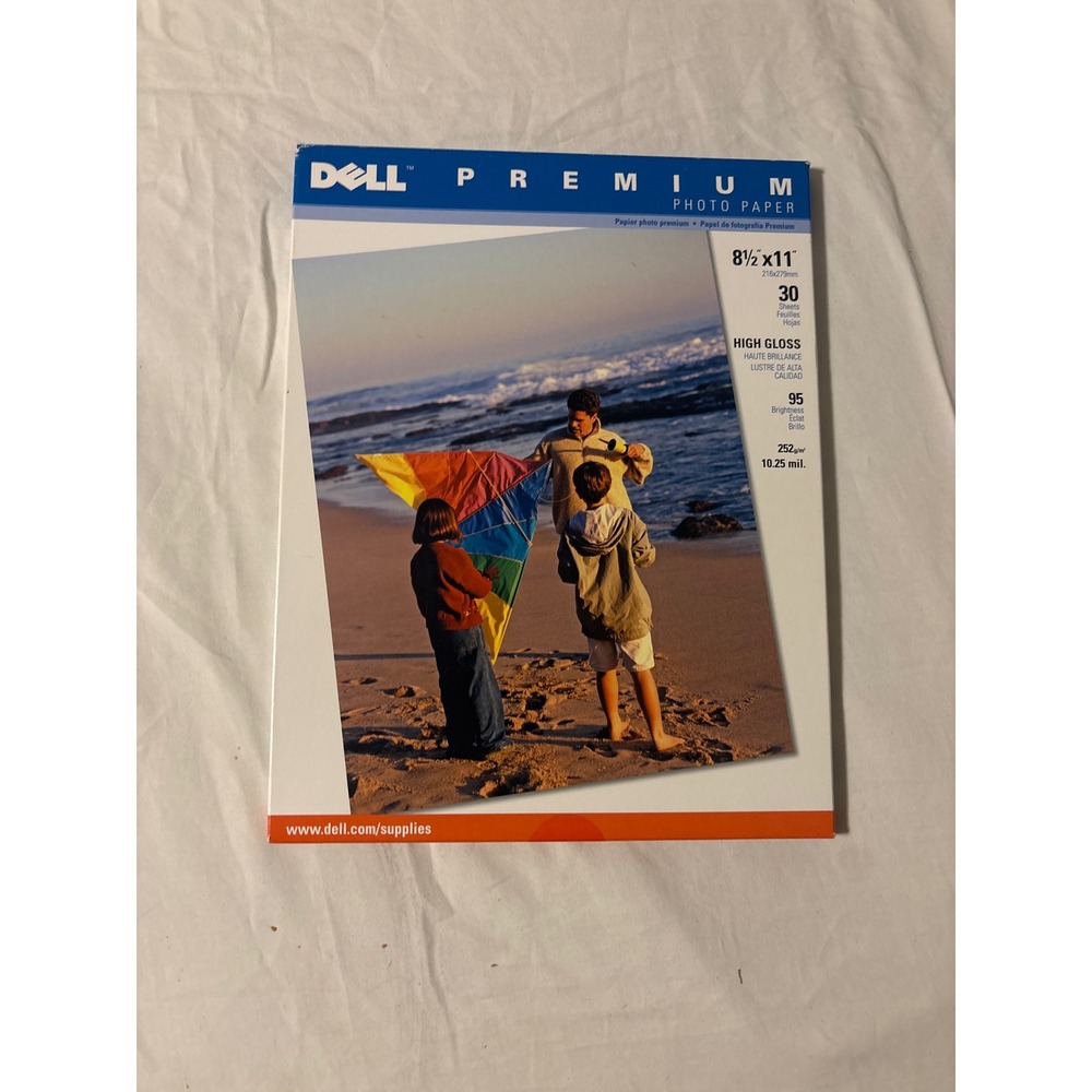 Dell Premium Photo Paper 8.5x11 30 Sheets White Like‎ New High Gloss 10.25 mil
